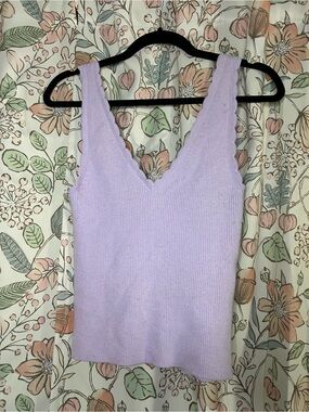 aerie Lilac Ribbed V-Neck Tank Top